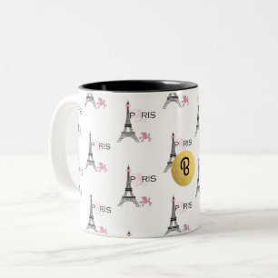 Caneca De Café Em Dois Tons Torre Eiffel Arco Rosa Paris França Poodle Chic