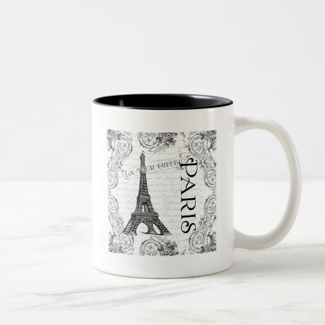 Caneca De Café Em Dois Tons Torre Eiffel de Paris e Rolls (Direita)