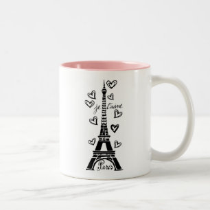 CANECA DE CAFÉ EM DOIS TONS TORRE EIFFEL DE PARIS JE T'AIME E IMPRESSÃO DOS