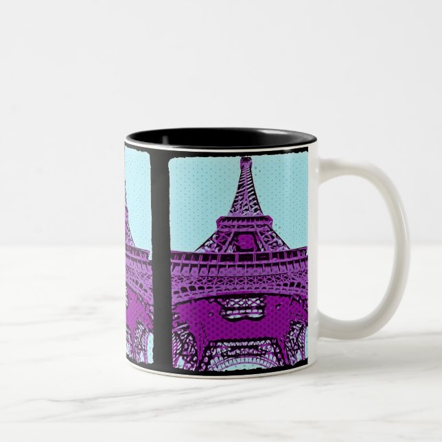 Caneca De Café Em Dois Tons Torre Eiffel do pop art (Direita)