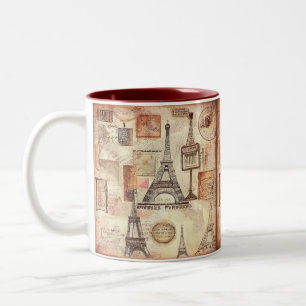 Caneca De Café Em Dois Tons Torre Eiffel em Paris, Torre Vintage, Mug de Café