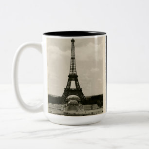 Caneca De Café Em Dois Tons Torre Eiffel preta & branca do vintage