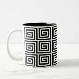 Caneca De Café Em Dois Tons Torres de cozinha de padrão grego