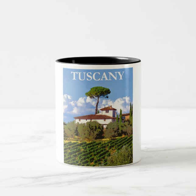 Caneca De Café Em Dois Tons Toscana Itália Poster (Centro)