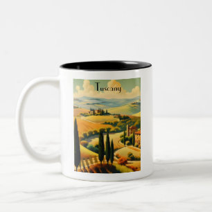 Caneca De Café Em Dois Tons Toscana Rústica Vintage com Texto Personalizado