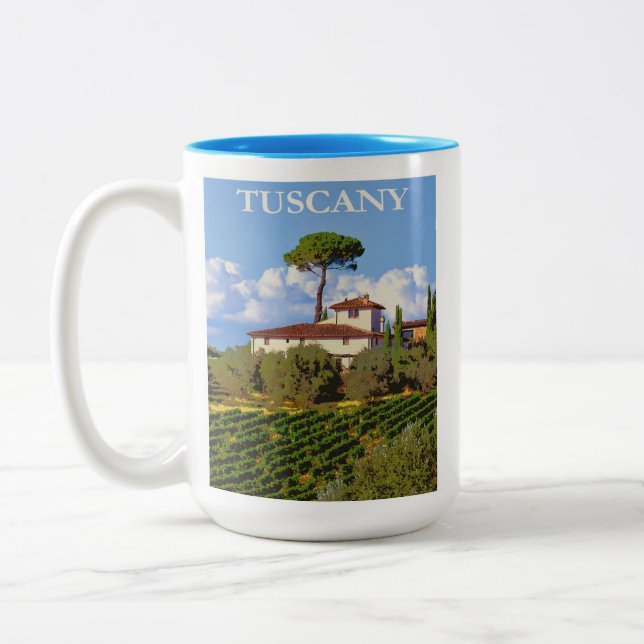 Caneca De Café Em Dois Tons Toscânia Itália Poster de viagens italiano Villa R (Esquerda)