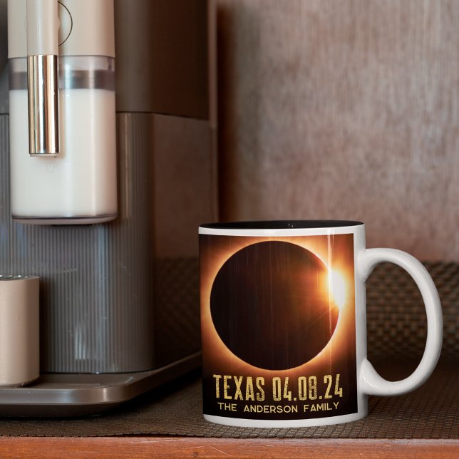 Caneca De Café Em Dois Tons Total Eclipse Texas 2024 Personalizado (Criador carregado)