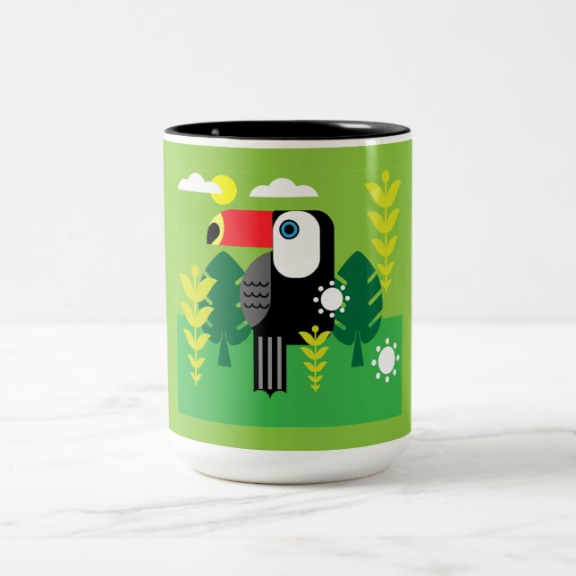 Caneca De Café Em Dois Tons Toucan Tropical Bird (Centro)