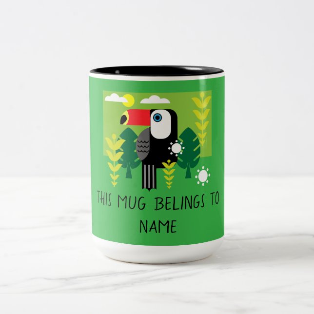 Caneca De Café Em Dois Tons Toucan Tropical Bird (Centro)