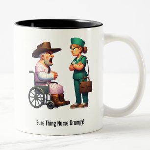 Caneca De Café Em Dois Tons Tough Texas Rancher e Enfermeira Irritada