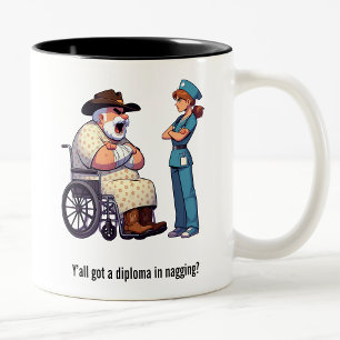 Caneca De Café Em Dois Tons Tough Texas Rancher e Enfermeira Irritada