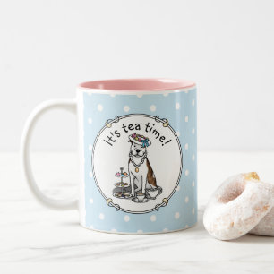 Caneca De Café Em Dois Tons Touro de Festa de Chá (lt brindle white 3)