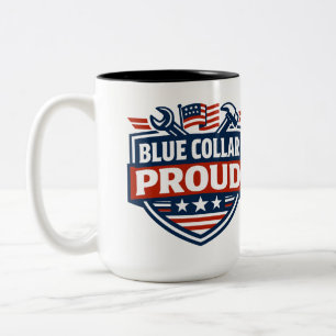 Caneca De Café Em Dois Tons Trabalhador Americano Orgulhoso de Colarinho Azul