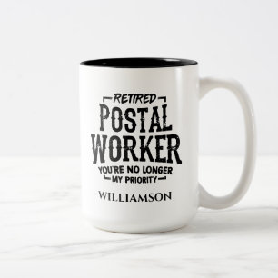 Caneca De Café Em Dois Tons Trabalhador Postal Aposentado Personalizado Não é 