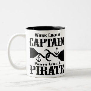 Caneca De Café Em Dois Tons Trabalhar Como Uma Festa De Capitã Como Um Nº Pi