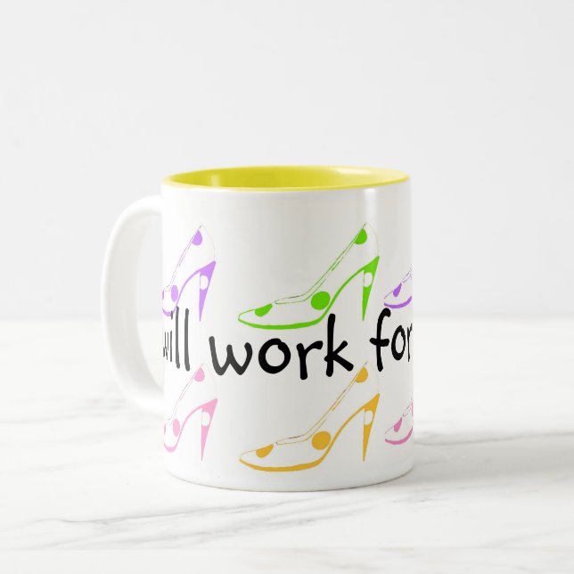 Caneca De Café Em Dois Tons Trabalhará para Calçados Coffee Mug (Frente Esquerda)