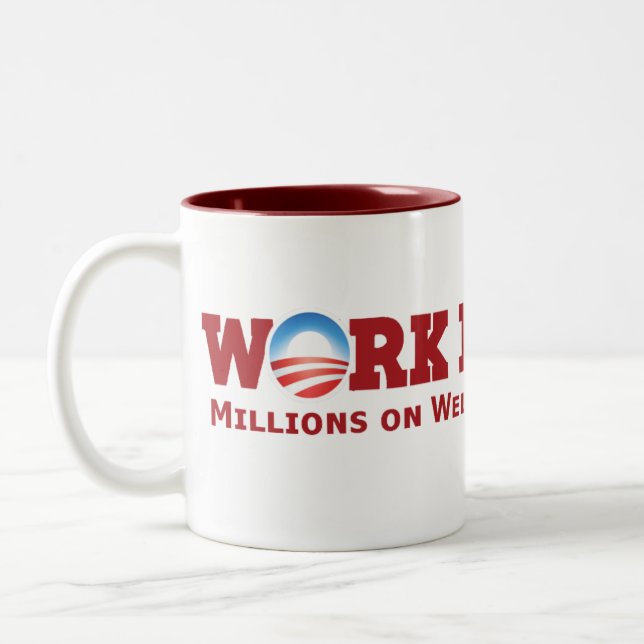 Caneca De Café Em Dois Tons Trabalhe mais (Esquerda)