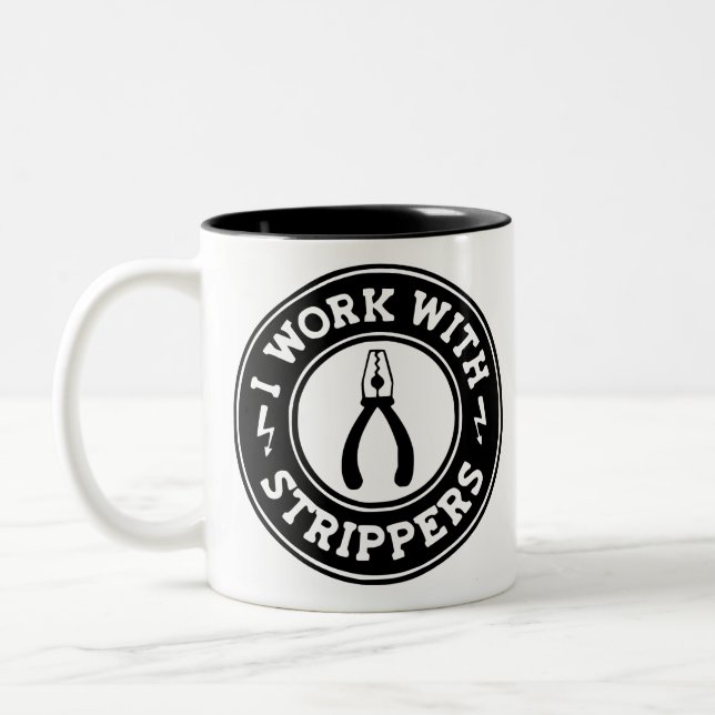 Caneca De Café Em Dois Tons Trabalho com strippers #USAPatriotGraphics © (Esquerda)