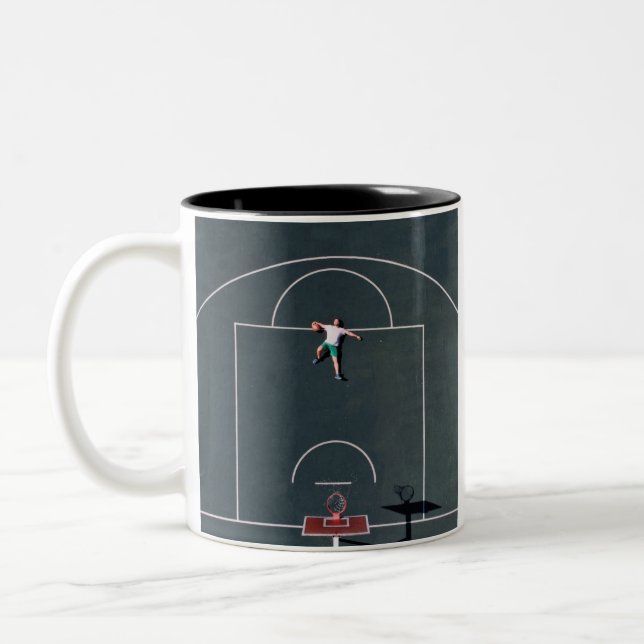 Caneca De Café Em Dois Tons Trabalho de arte de basquetebol (Esquerda)