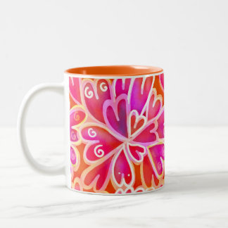 Caneca De Café Em Dois Tons Trabalho de arte de Corações Rosa