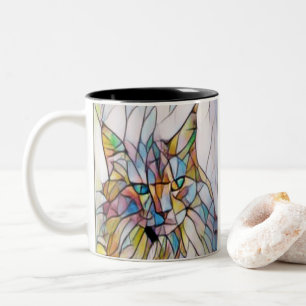 Caneca De Café Em Dois Tons Trabalho de arte de Gato Engraçado
