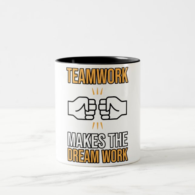 Caneca De Café Em Dois Tons Trabalho de Equipe Faz Sonhar Trabalho Valorização (Centro)