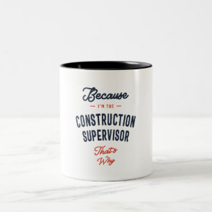 Caneca De Café Em Dois Tons Trabalho De Supervisor De Construção, Co De Dois T