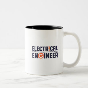 Caneca De Café Em Dois Tons Trabalho engraçado de engenharia elétrica com humo