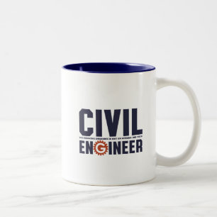 Caneca De Café Em Dois Tons Trabalho engraçado do engenheiro civil do humor d