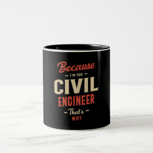 Caneca De Café Em Dois Tons Trabalho no Engenheiro Civil Trabalho no Aniversár