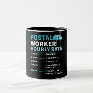 Caneca De Café Em Dois Tons Trabalho Postal Funny com Taxa Horária Mug