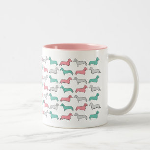 Caneca De Café Em Dois Tons Traço de Doxie - rosa