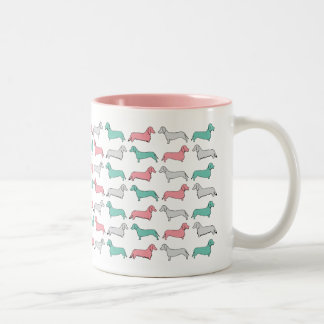 Caneca De Café Em Dois Tons Traço de Doxie - rosa