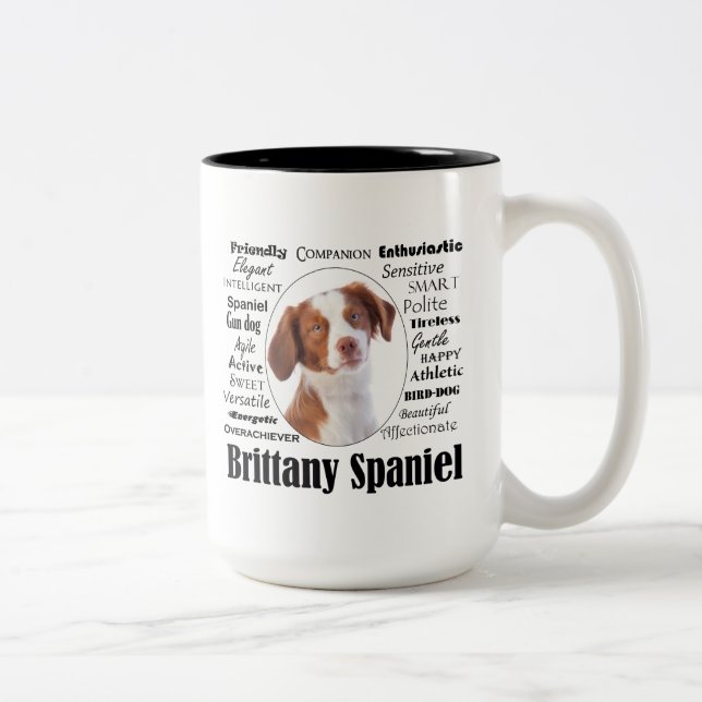 Caneca De Café Em Dois Tons Traços Brittany Spaniel (Direita)