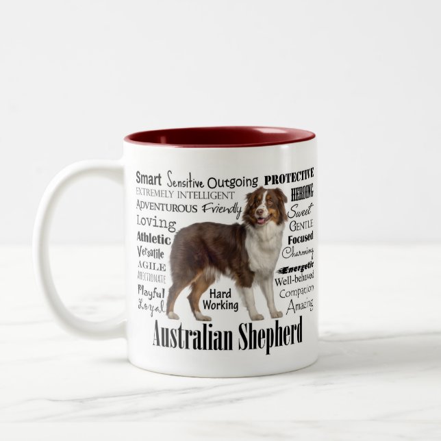 Caneca De Café Em Dois Tons Traços de Shepherd Vermelho Australiano (Esquerda)