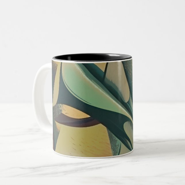 Caneca De Café Em Dois Tons Traços moles de abstrato (Frente Esquerda)
