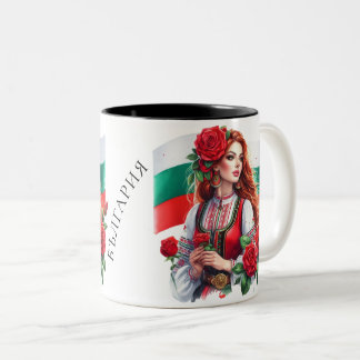 Caneca De Café Em Dois Tons Tradição de Sinalizador búlgaro Rosas vermelhas de