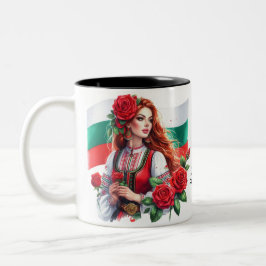 Caneca De Café Em Dois Tons Tradição de Sinalizador búlgaro Rosas vermelhas de