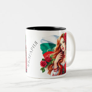 Caneca De Café Em Dois Tons Tradição de Sinalizador búlgaro Rosas vermelhas de