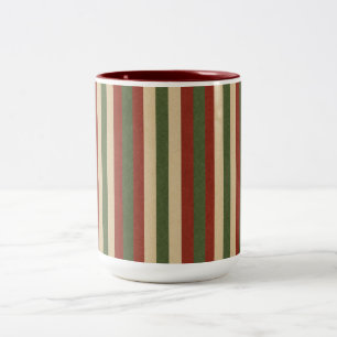Caneca De Café Em Dois Tons tradicionais listras de Natal coloridas