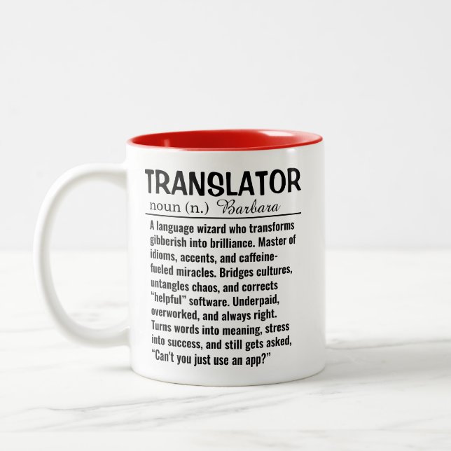 Caneca De Café Em Dois Tons Tradutor Personalizado (Esquerda)