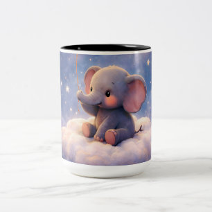 Caneca De Café Em Dois Tons Traga o elefante e as estrelas da meia-noite, dois
