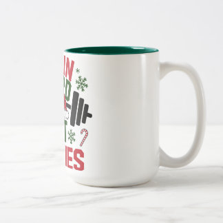 Caneca De Café Em Dois Tons Train Hard Eat Cookies Funny Christmas Gym Mug