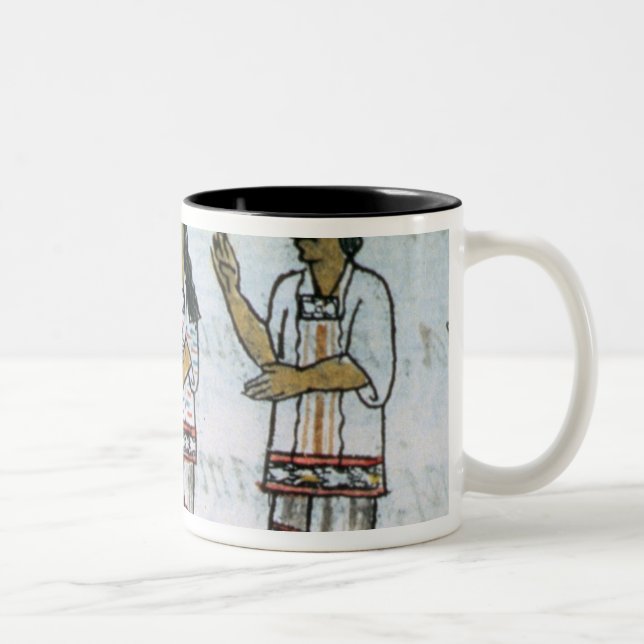 Caneca De Café Em Dois Tons Trajes astecas fêmeas (Direita)