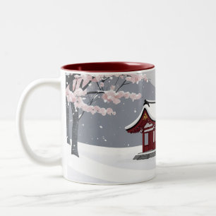Caneca De Café Em Dois Tons Tranquilidade de Inverno Japonês