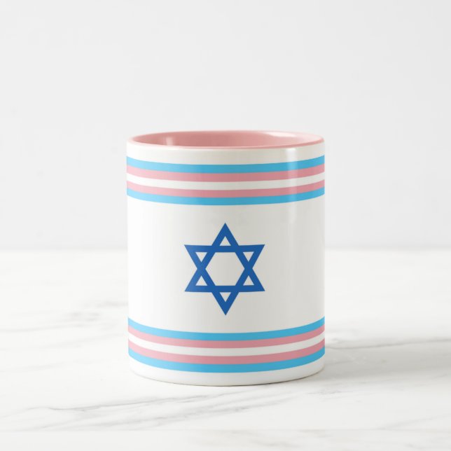 Caneca De Café Em Dois Tons Transgender Israel Pride Flag (Centro)