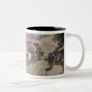 Caneca De Café Em Dois Tons Transporte do algodão, India, 1862 (w/c sobre o