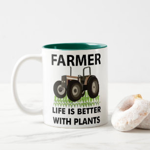 Caneca De Café Em Dois Tons Trator de Fazenda Campo Agricultor