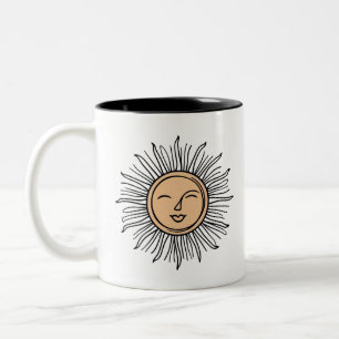Caneca De Café Em Dois Tons Travesseiro de Arte da Linha Sun Calm Terthy
