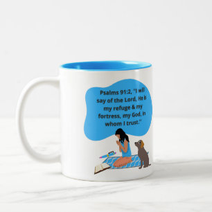 Caneca De Café Em Dois Tons Travesseiro De Ênfase 91 Psalms